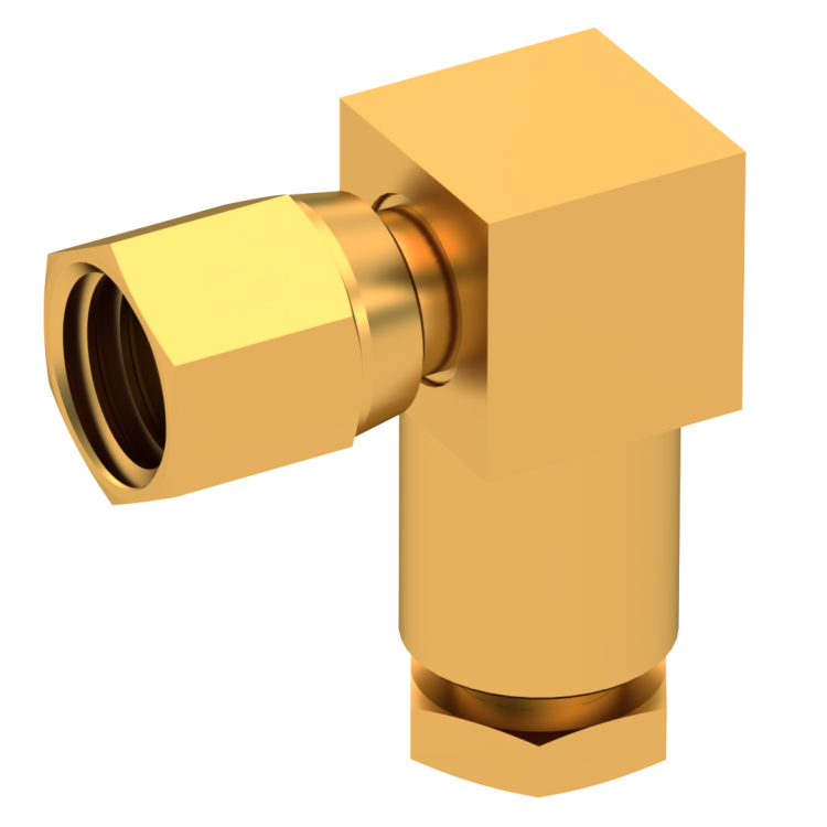 SMC / RIGHT ANGLE PLUG FEMALE CLAMP TYPE FOR 2.6/50 D CABLE GOLD