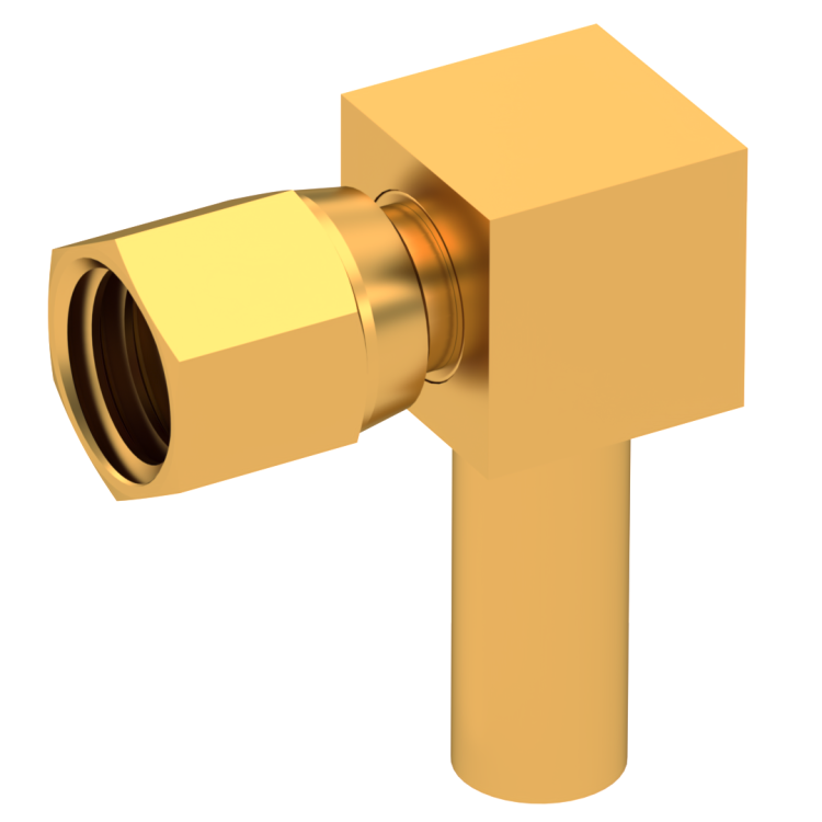 SMC / RIGHT ANGLE PLUG FEMALE CRIMP TYPE FOR 2.6/50 S CABLE GOLD