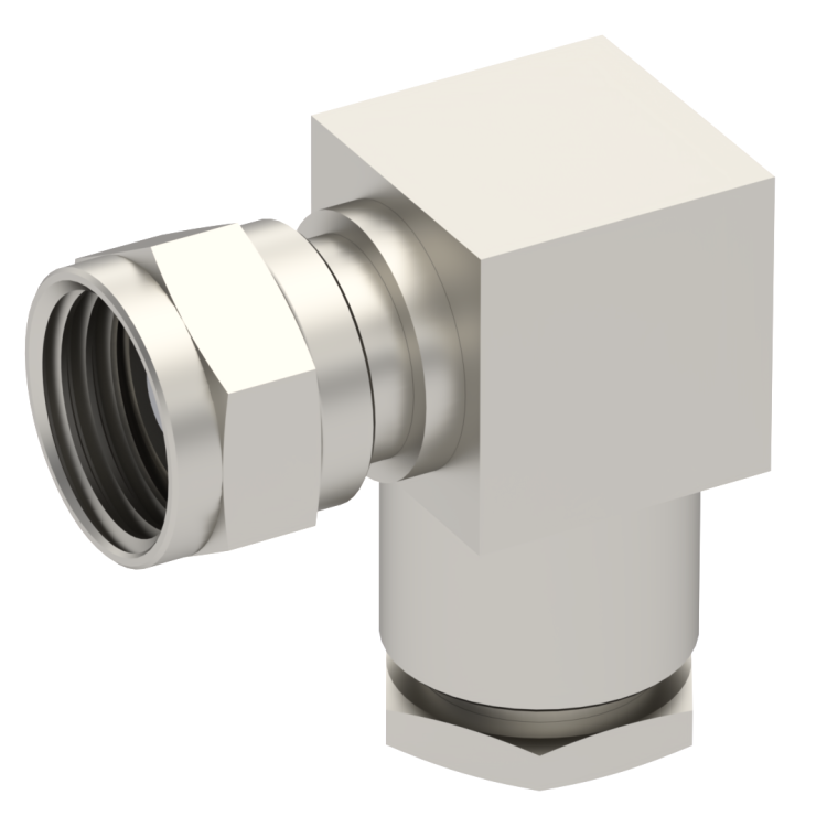 75 OHM / RIGHT ANGLE PLUG FEMALE CLAMP TYPE FOR 2.6/75 S NICKEL