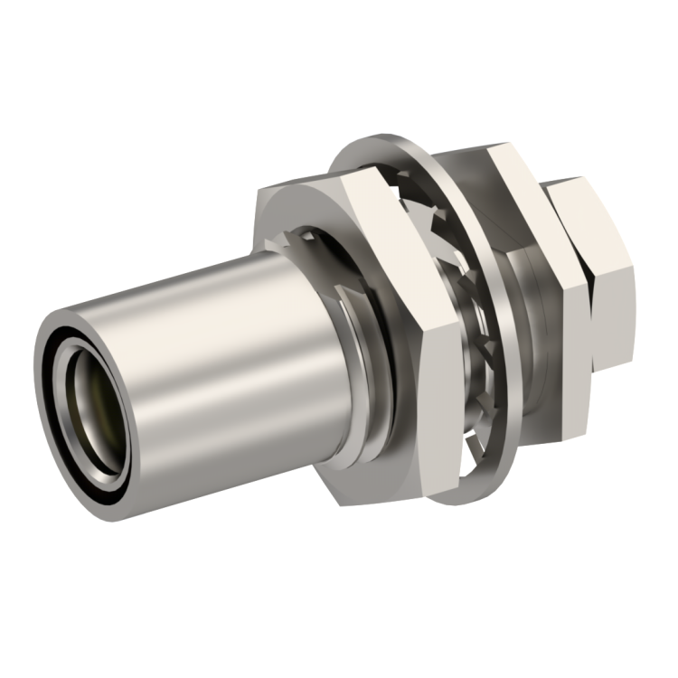 SMB / STRAIGHT PLUG FEMALE SOLDER CLAMP FOR .085''/50 SR NICKEL