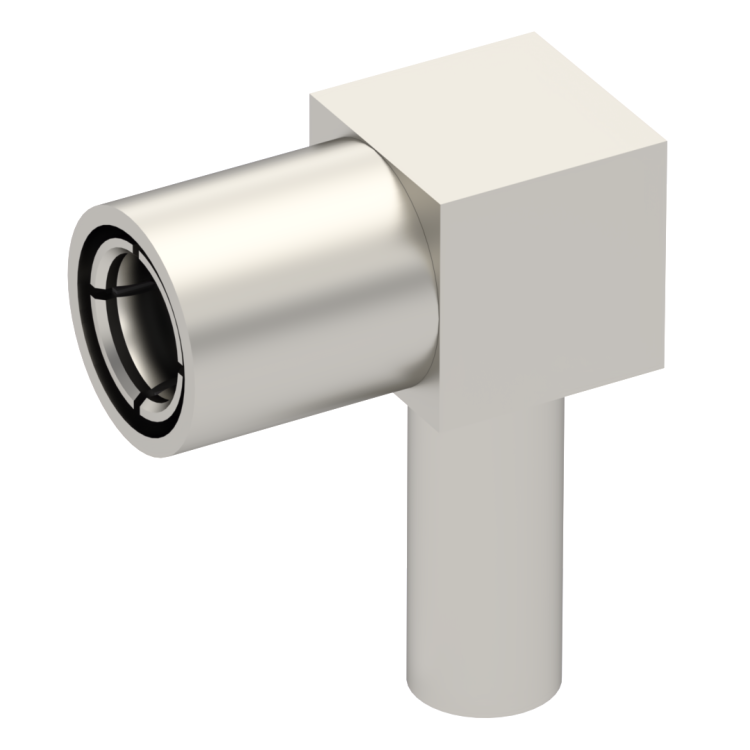 SMB / RIGHT ANGLE PLUG FEMALE CRIMP TYPE FOR 2/50 D CABLE NICKEL