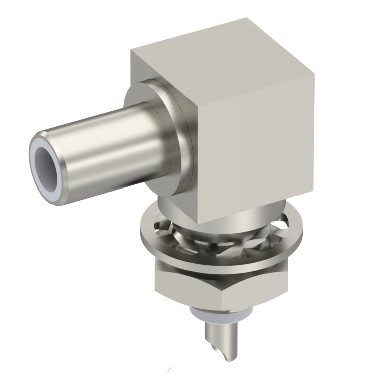 SLB / RIGHT ANGLE JACK RECEPTACLE MALE NICKEL FRONT MOUNT