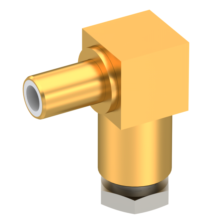 SLB / RIGHT ANGLE JACK MALE CLAMP TYPE FOR 2.6/50 D CABLE GOLD