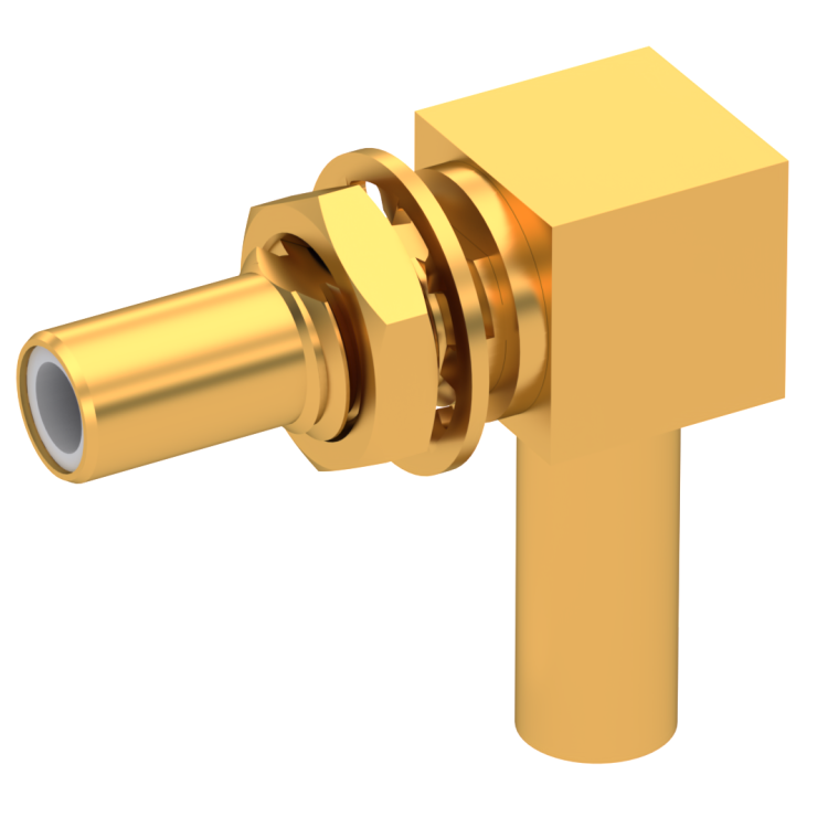 SLB / RIGHT ANGLE JACK MALE CRIMP TYPE FOR 2.6/50 D CABLE GOLD