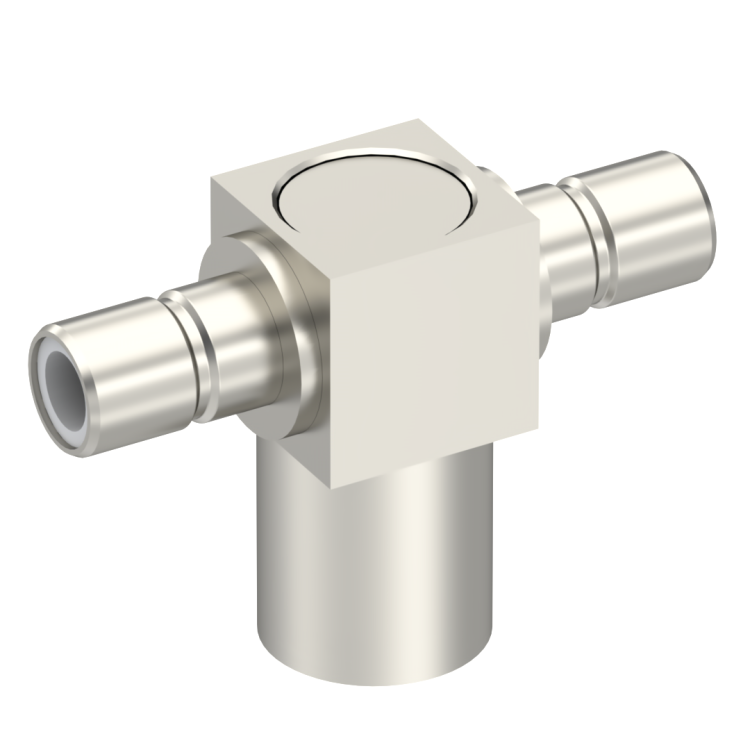 SMB / SMB / SMB  TEE JACK/PLUG/JACK MALE/FEMALE/MALE NICKEL