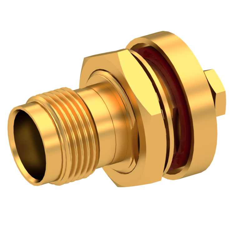 TNC / STRAIGHT JACK FEMALE CLAMP TYPE FOR 2.6/50 D CABLE GOLD REAR MOUNT|PANEL SEALED