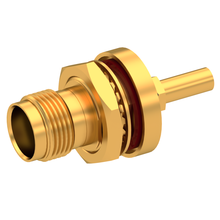 TNC / STRAIGHT JACK FEMALE CRIMP TYPE FOR 2.6/50 S CABLE GOLD REAR MOUNT|PANEL SEALED