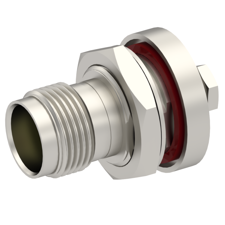 TNC / STRAIGHT JACK FEMALE SOLDER CLAMP FOR .085''/50 SR NICKEL REAR MOUNT|PANEL SEALED