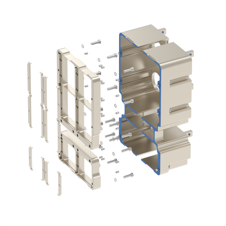 EMI Backshell for ARINC 600 size 3 connectors with adapter plates