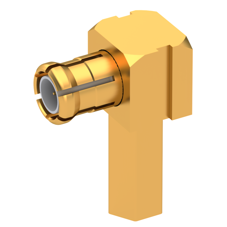 MCX / RIGHT ANGLE JACK FEMALE CRIMP TYPE FOR 2.6/50 S CABLE GOLD