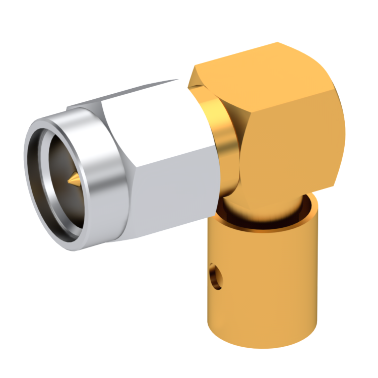 SMA / RIGHT ANGLE PLUG MALE SOLDER TYPE FOR 5/50 D GOLD CAPTIVE CONTACT