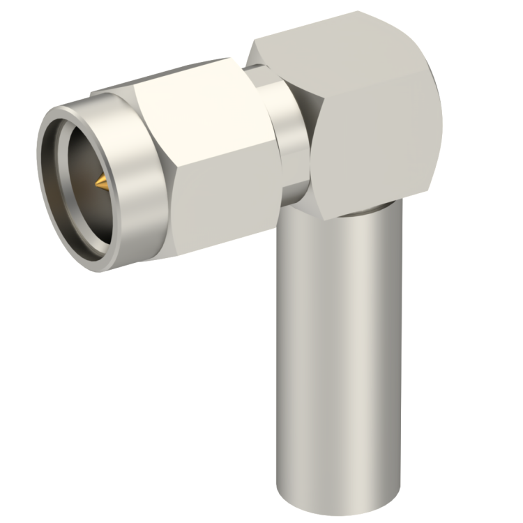SMA / RIGHT ANGLE PLUG MALE SOLDER TYPE FOR 2.6/50 S CABLE NICKEL