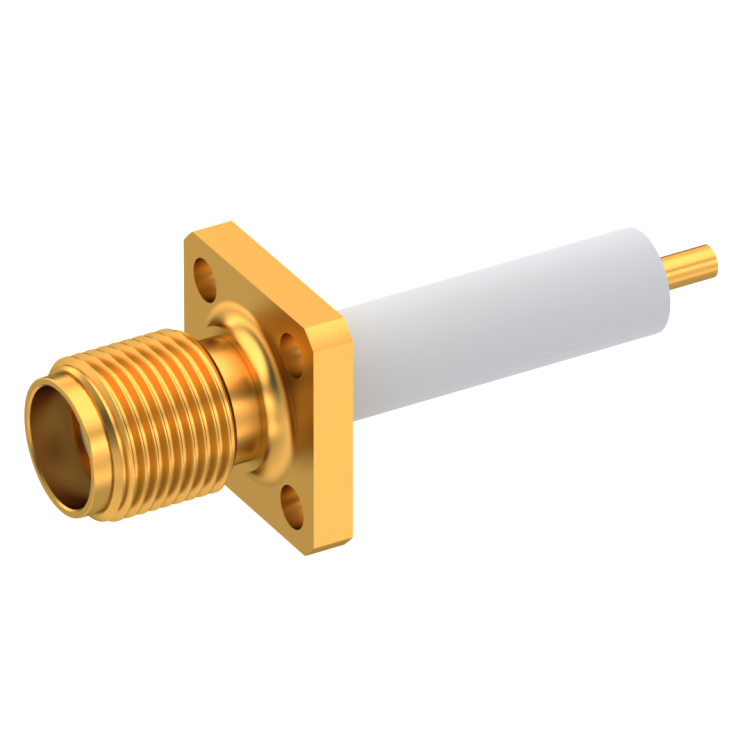 SMA / STRAIGHT JACK RECEPTACLE FEMALE GOLD 3/8" SQUARE FLANGE