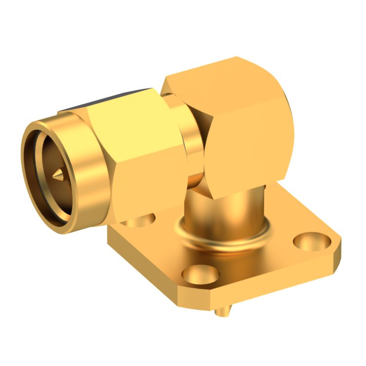 SMA / RIGHT ANGLE PLUG RECEPTACLE MALE GOLD