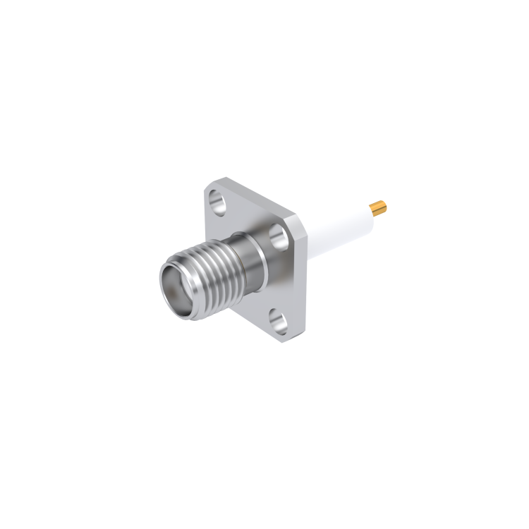 SMA / ADJUSTABLE SQUARE FLANGE JACK RECEPTACLE WITH CYLINDRICAL CONTACT