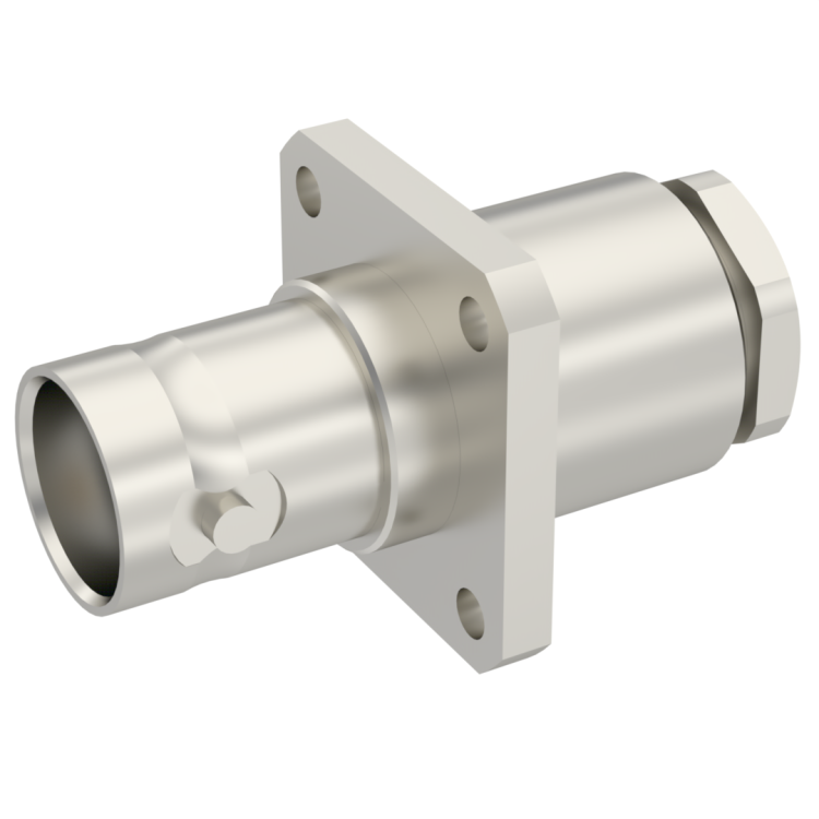 BNC / STRAIGHT SQUARE FLANGE JACK CLAMP TYPE - CABLE 5/50 S+D
