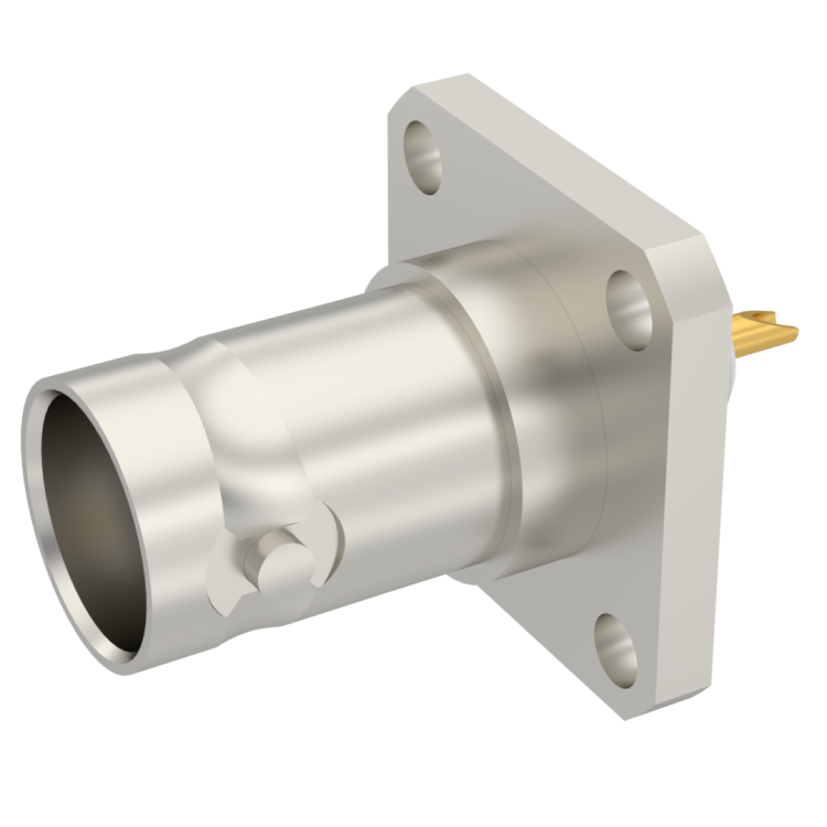 BNC / SQUARE FLANGE JACK RECEPTACLE WITH SOLDER POT CONTACT