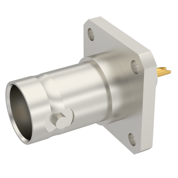 BNC / SQUARE FLANGE JACK RECEPTACLE WITH SOLDER POT CONTACT