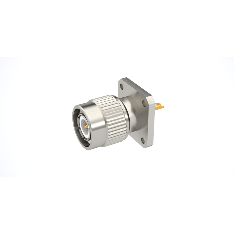 TNC / SQUARE FLANGE PLUG RECEPTACLE WITH SOLDER POT CONTACT