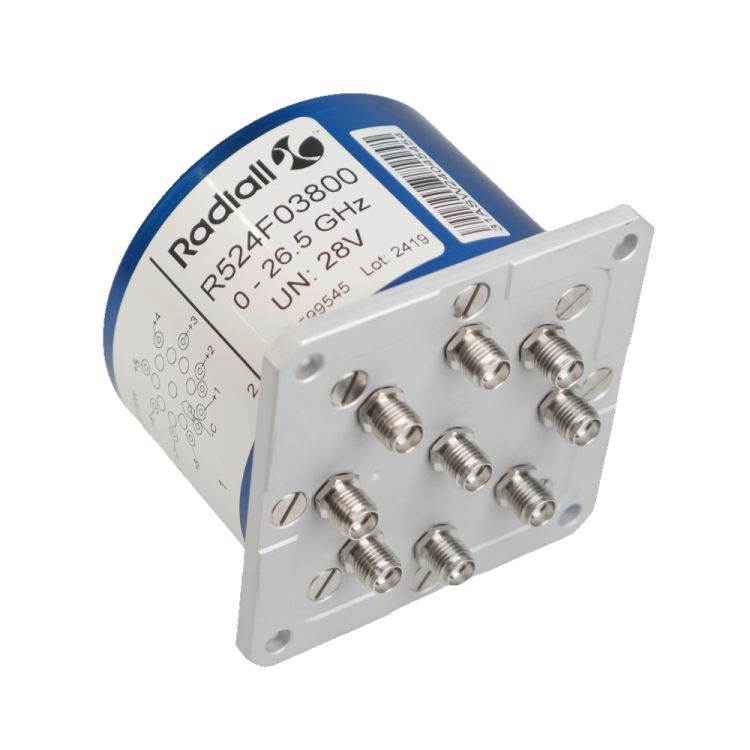 SP8T Ramses SMA 26.5GHz Square Flange Normally Open Indicators 12Vdc BCD TTL Diodes Pins Terminals