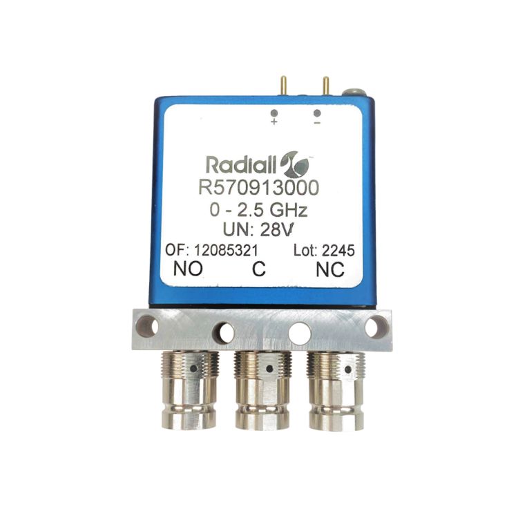 SPDT Ramses DIN 2.5GHz Latching Indicators 12Vdc Positive common Pins Terminals