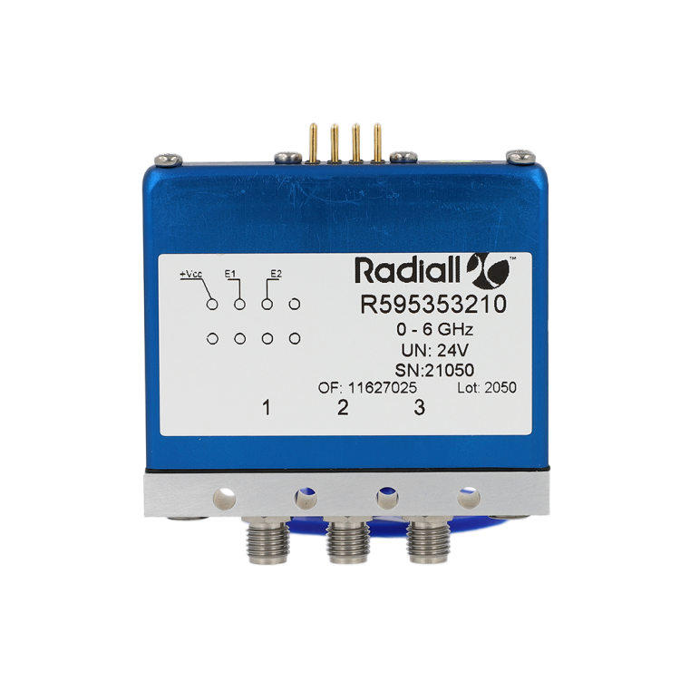 SPDT terminated Platinum SMA2.9 40GHz Latching Self-cut-off 24Vdc Positive common Pins terminals