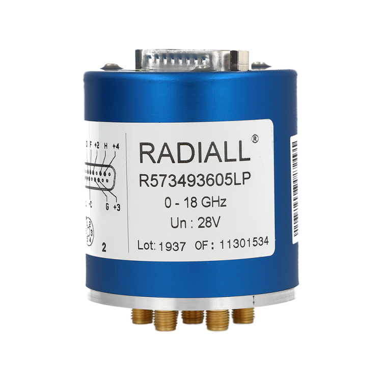SP6T Ramses Low PIM SMA 18GHz Latching Self-cut-off Auto-reset 28Vdc TTL Diodes D-sub connector