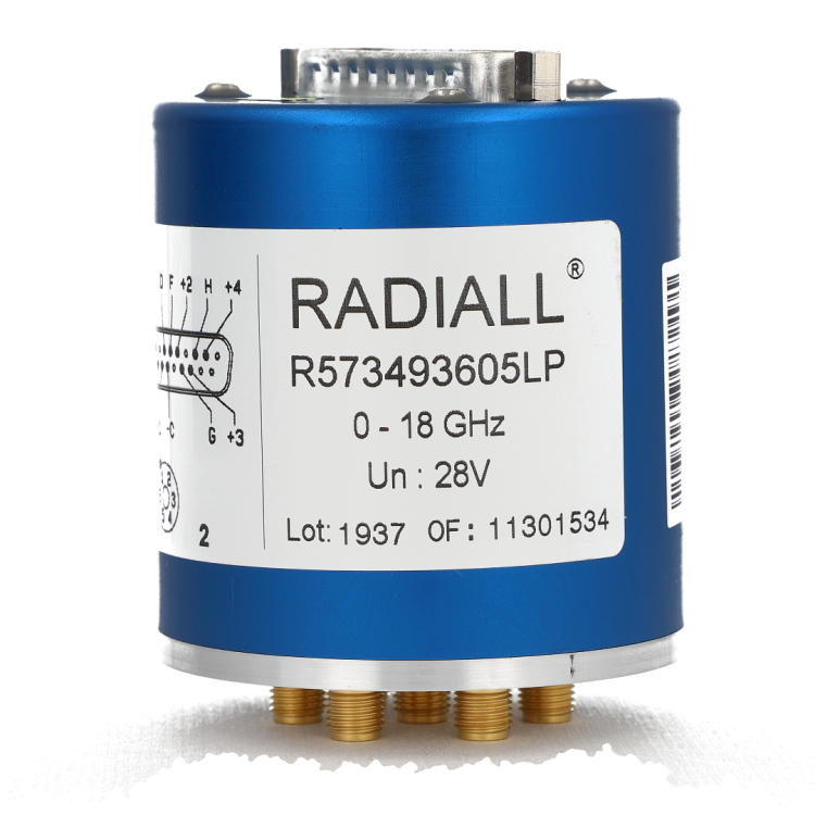 SP6T Ramses Low PIM SMA 18GHz Latching Self-cut-off 12Vdc Diodes D-sub connector