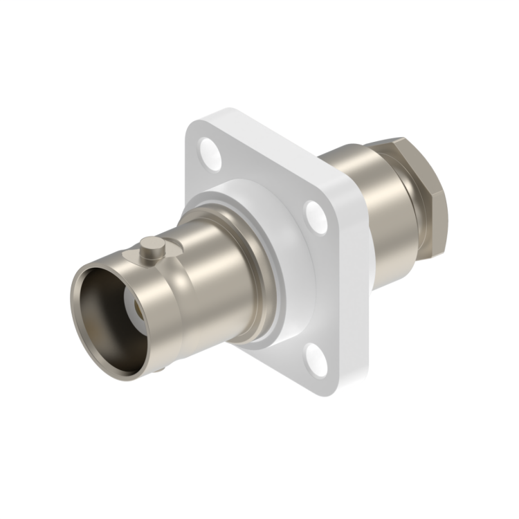 BNC / STRAIGHT INSULATED SQUARE FLANGE JACK CLAMP TYPE - CABLE 6/75+93