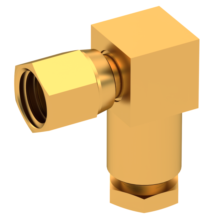 SMC / RIGHT ANGLE PLUG FEMALE SOLDER CLAMP FOR .085''/50 SR GOLD