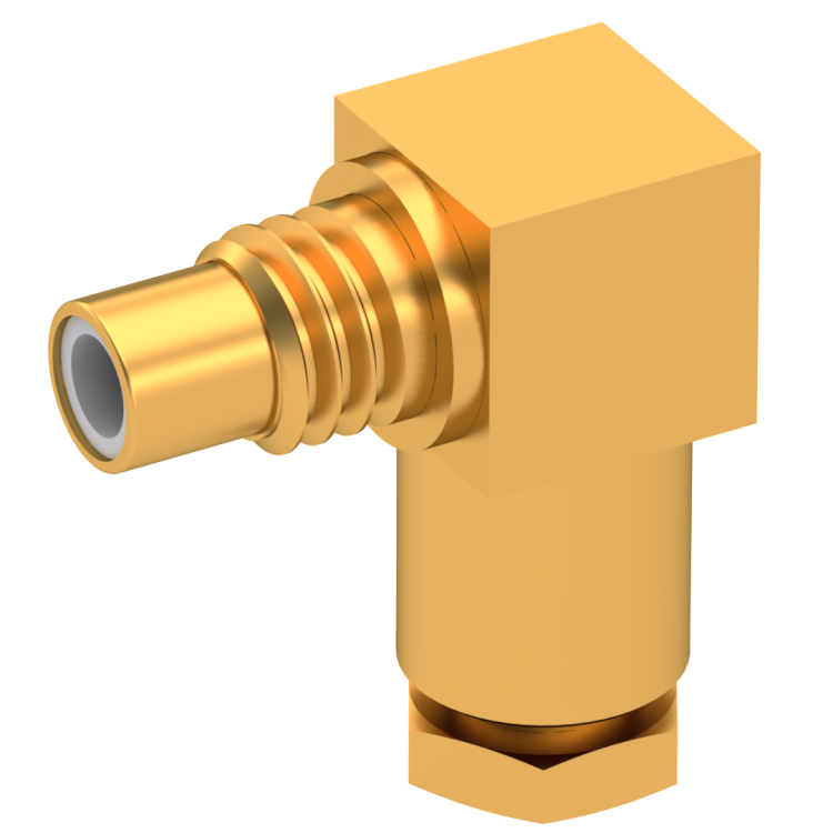 SMC / RIGHT ANGLE JACK MALE CLAMP TYPE FOR 2.6/50 D CABLE GOLD