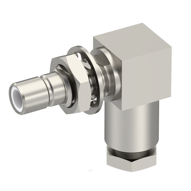 SMB / RIGHT ANGLE JACK MALE SOLDER CLAMP FOR .085''/50 SR NICKEL