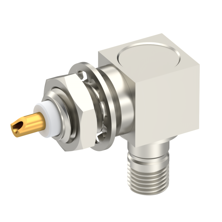SMB / RIGHT ANGLE JACK RECEPTACLE MALE NICKEL FRONT MOUNT