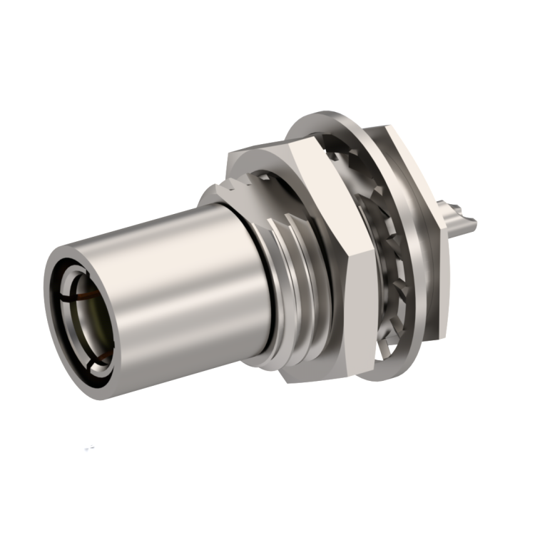 SMB / STRAIGHT PLUG RECEPTACLE FEMALE NICKEL REAR MOUNT
