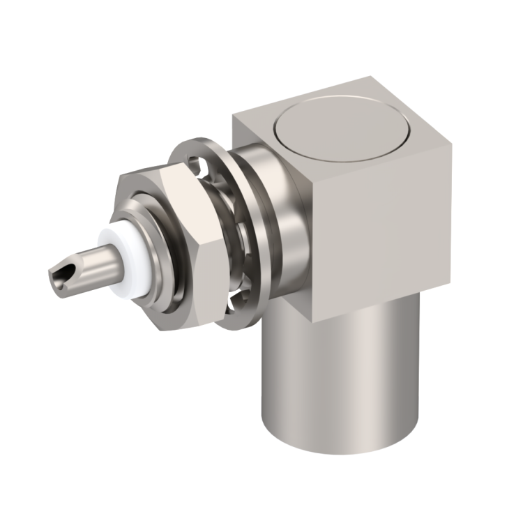 SMB / RIGHT ANGLE PLUG RECEPTACLE FEMALE NICKEL FRONT MOUNT SMB / RIGHT ANGLE PLUG RECEPTACLE FEMALE NICKEL FRONT MOUNT