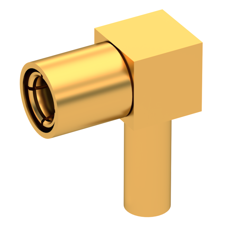 SMB / RIGHT ANGLE PLUG FEMALE CRIMP TYPE FOR 2/50 D CABLE GOLD