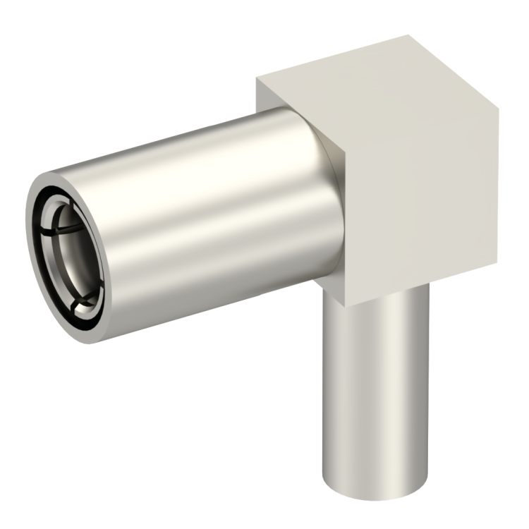 SMB / RIGHT ANGLE PLUG FEMALE CRIMP TYPE FOR 2.6/50 S CABLE NICKEL