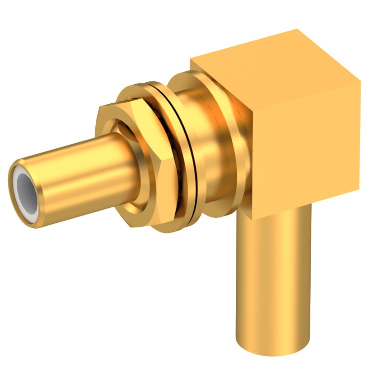 SLB / RIGHT ANGLE JACK MALE CRIMP TYPE FOR 2.6/50 D CABLE GOLD FLOAT MOUNT/BLIND MATE