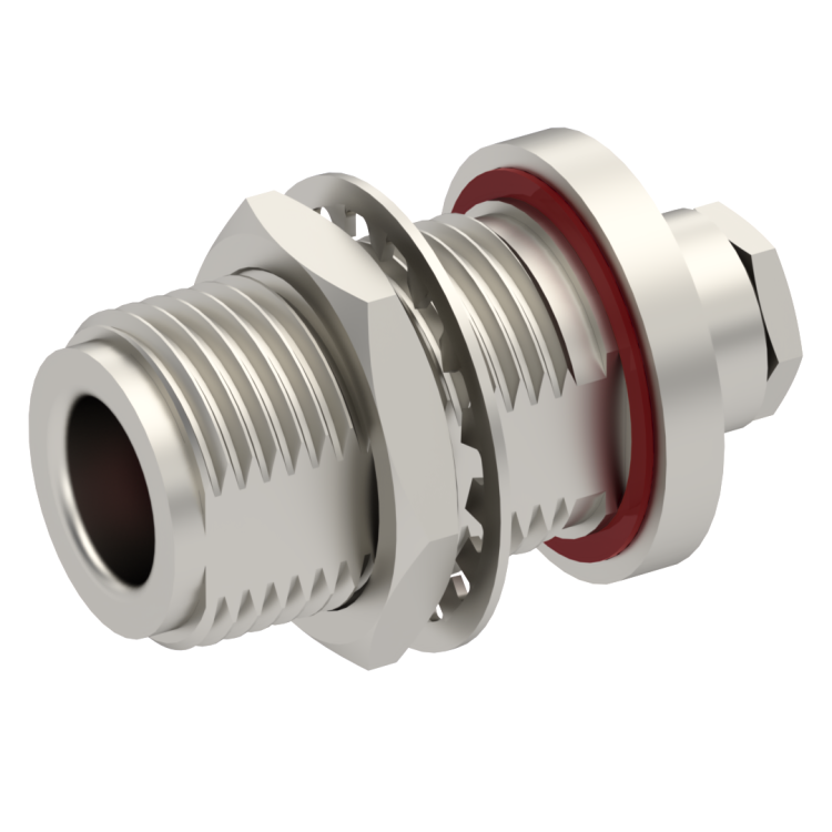 PRECISION N / STRAIGHT JACK FEMALE SOLDER CLAMP FOR .141''/50 SR PASSIVATED REAR MOUNT|PANEL SEALED