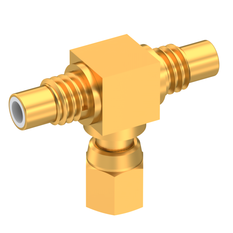 SMC / SMC / SMC TEE JACK/PLUG/JACK MALE/FEMALE/MALE GOLD SMC / SMC / SMC TEE JACK/PLUG/JACK MALE/FEMALE/MALE GOLD