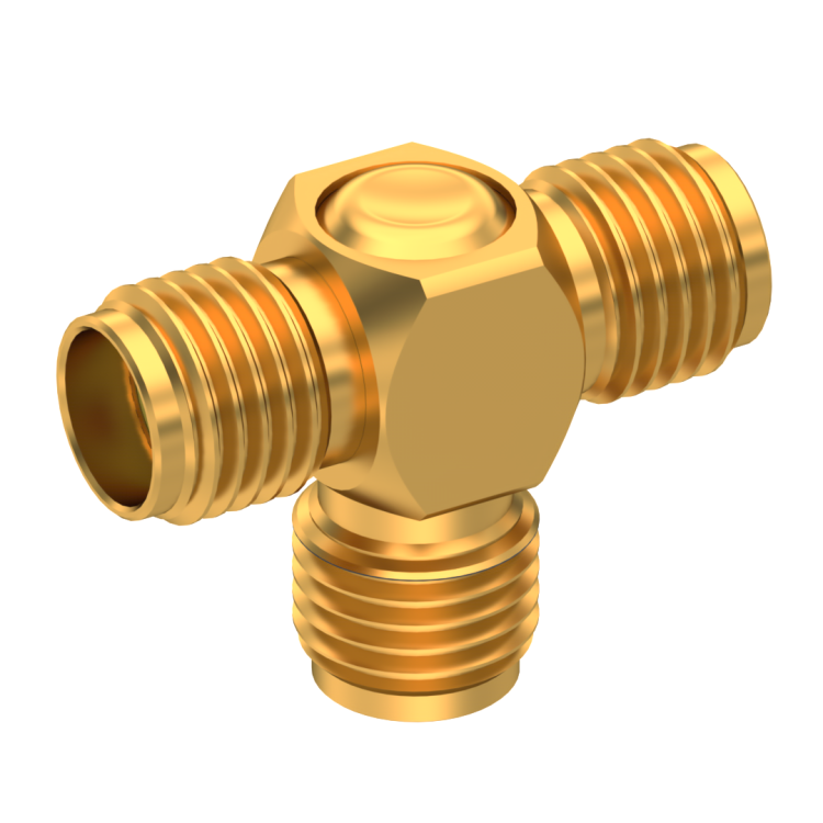SMA / SMA / SMA TEE JACK/JACK/JACK FEMALE/FEMALE/FEMALE GOLD
