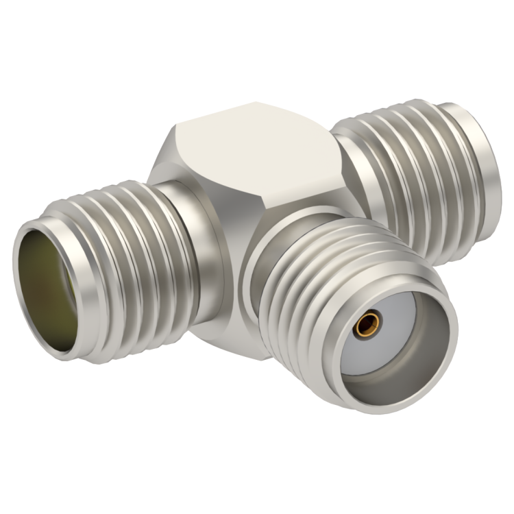 SMA / SMA / SMA TEE JACK/JACK/JACK FEMALE/FEMALE/FEMALE PASSIVATED