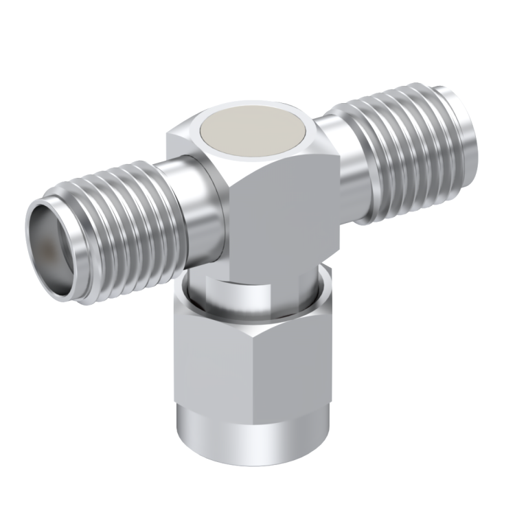 SMA / SMA / SMA TEE JACK/PLUG/JACK FEMALE/MALE/FEMALE PASSIVATED