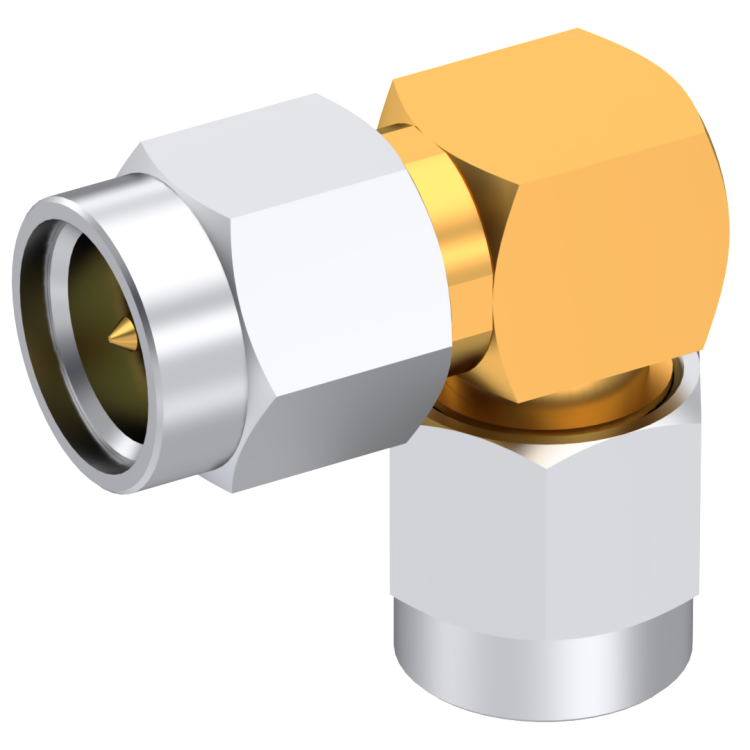 SMA / SMA RIGHT ANGLE PLUG/PLUG MALE/MALE GOLD