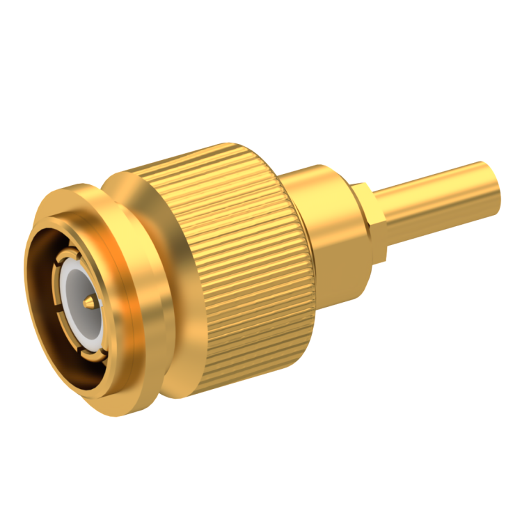 TNC / STRAIGHT PLUG MALE CRIMP TYPE FOR 2.6/50 D CABLE GOLD