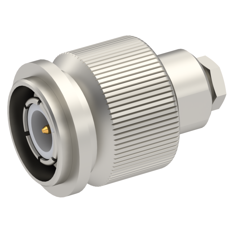 TNC / STRAIGHT PLUG MALE CLAMP TYPE FOR 2.6/50 D CABLE NICKEL