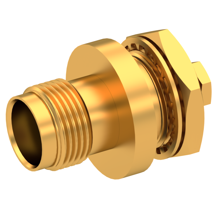 TNC / STRAIGHT JACK FEMALE CLAMP TYPE FOR 2.6/50 S CABLE GOLD FRONT MOUNT|PANEL SEALED