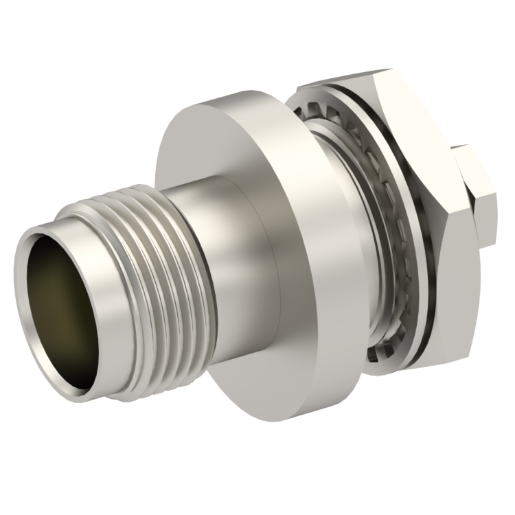 TNC / STRAIGHT JACK FEMALE SOLDER CLAMP FOR .085''/50 SR NICKEL FRONT MOUNT|PANEL SEALED