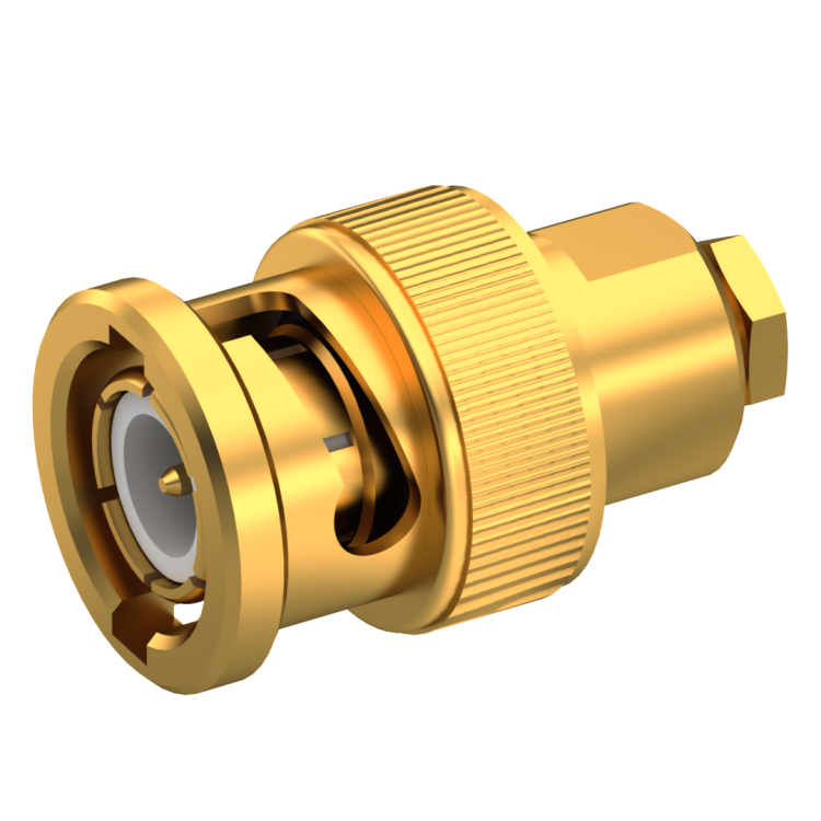 BNC / STRAIGHT PLUG MALE CLAMP TYPE FOR 2/50 S CABLE GOLD
