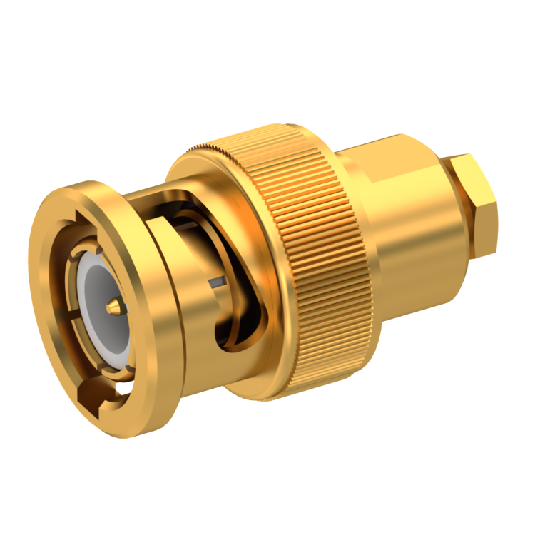 BNC / STRAIGHT PLUG MALE CLAMP TYPE FOR 2.6/50 S CABLE GOLD